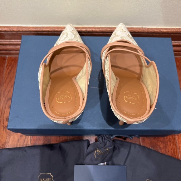 MALONE SOULIERS Women's Maureen Floral-Lace Mules High Heel Shoes Nude 36.5 - Picture 11 of 16